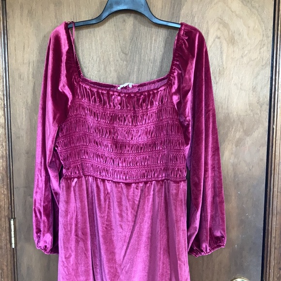 Relisted LC Lauren Conrad smocked flounce hem velvet dress boho size XXL - Picture 14 of 17